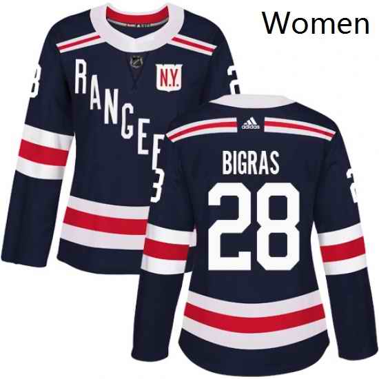 Womens Adidas New York Rangers 28 Chris Bigras Authentic Navy Blue 2018 Winter Classic NHL Jersey